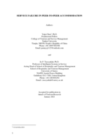 Service failure in peer-to-peer accommodation