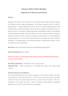 Pricing in Online Fashion Retailing: Implications for Research and Practice