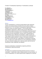 Concepts of Transdisciplinary Engineering: A Transdisciplinary Landscape