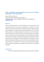 Loneliness and Facebook use: the role of social comparison and rumination
