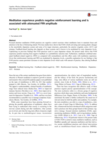 Meditation experience predicts negative reinforcement learning and isassociated with attenuated FRN amplitude