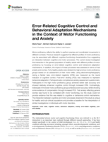 Error-Related Cognitive Control and Behavioral Adaptation Mechanisms in the Context of Motor Functioning and Anxiety