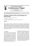 Inclusivity in Immersive Audio: Current Participation and Barriers to Entry