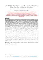 Inertial migration of a non-neutrally buoyant particle in a linear shear flow with thermal convection