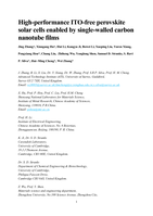 High-Performance ITO-Free Perovskite Solar Cells Enabled by Single-Walled Carbon Nanotube Films