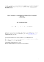 Patients' expectations of cancer treatment and their perceived link to subsequent experiences: A qualitative study