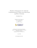 Handover Management for Vehicular Communications in Dense and Directional mmWave Networks