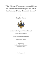 The Effects of Terrorism on Acquisitions  and Innovation and the Impact of CSR on  Performance During Traumatic Events