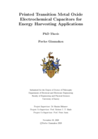 Printed Transition Metal Oxide Electrochemical Capacitors for Energy Harvesting Applications