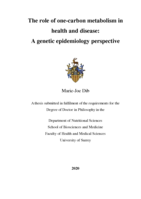 The role of one-carbon metabolism in health and disease: A genetic epidemiology perspective