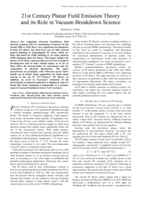 21st Century Planar Field Emission Theory and its Role in Vacuum Breakdown Science