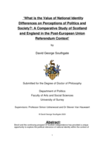 What is the Value of National Identity Differences on Perceptions of Politics and Society?: A Comparative Study of Scotland and England in the Post-European Union Referendum Context