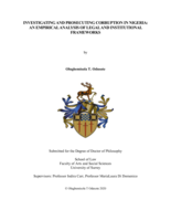 Investigating and Prosecuting Corruption in Nigeria: An Empirical Analysis of Legal and Institutional Frameworks