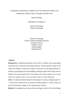 Development and preliminary validation of the Food Intolerance Quality of Life Questionnaire (FIQLQ): Parent, Teenager and Child Forms