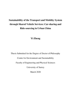 Sustainability of the Transport and Mobility System through Shared Vehicle Services: Car-sharing and Ride-sourcing in Urban China
