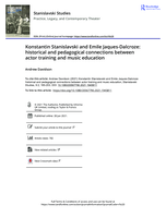 Konstantin Stanislavski and Emile Jaques-Dalcroze: historical and pedagogical connections between actor training and music education