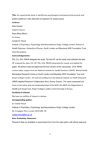 An experimental study to identify key psychological mechanisms that promote and predict resilience in the aftermath of treatment for breast cancer
