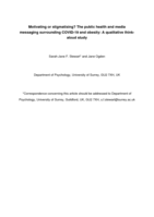 Motivating or stigmatising? The public health and media messaging surrounding COVID-19 and obesity: a qualitative think aloud study