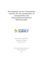 Investigation of new formulation systems for the preparation of nanoparticles via Polymerisation-Induced Self-Assembly