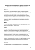 Associations of pro-environmental behaviours with hedonic and eudemonic well-being among young, working adults from three European nations