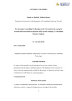 How do trainee Counselling Psychologists in the UK construct the concept of Personal and Professional Development (PPD) in their training? A Foucauldian Discourse Analysis