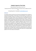 Catalytic Aspects of Fuel Cells: Overview and Insights