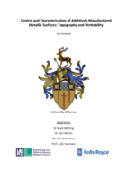 Control and Characterisation of Additively Manufactured Metallic Surfaces: Topography and Wettability