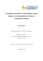 Investigation of the Effect of Anthropogenic Organic Ligands on the Immobilisation of Anions by Cementitious Materials