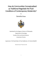 How do Communities Conceptualised as Traditional Negotiate the Fluid Conditions of Contemporary Modernity?