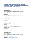 Clinician and patient experiences when providing and receiving information and support for managing chemotherapy-induced peripheral neuropathy: A qualitative multiple methods study