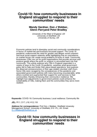 COVID-19: How community businesses in England struggled to respond to their communities' needs