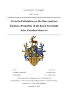 Ab Initio Calculations of the Structural and Electronic Properties of Tin Based Perovskite Solar Absorber Materials
