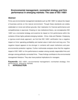 Environmental management, nonmarket strategy, and firm performance in emerging markets: The case of ISO 14001