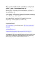 What aspects of traffic intensity most influence cycling mode choice? A study of commuting in Surrey, UK