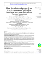 How live chat assistants drive travel consumers' attitudes, trust and purchase intentions The role of human touch