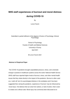 NHS Staff Experiences of Burnout and Moral Distress during COVID-19