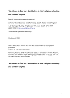 'No offence to God but I don't believe in Him': religion, schooling and children's rights