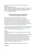 Conducting Large-Scale Surveys in Secondary Schools: The Case of the Youth On Religion (YOR) Project