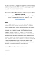 Renegotiating the Primary School: Children's Emotional Geographies of Sport, Exercise and Active Play