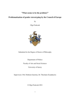 "What seems to be the problem?" Problematisation of gender stereotyping by the Council of Europe