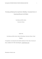 Preventing and reducing fear using positive modelling: A systematic review of experimental research with children