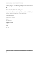 Exploring Higher-Order Thinking in Higher Education Seminar Talk