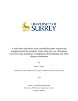 A study into alternative bone remodelling under tension and compression in the proximal femur after one year of hopping exercises using quantitative computerised tomography and finite element simulation