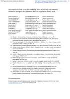 The impact of COVID-19 on the wellbeing of the UK nursing and midwifery workforce during the first pandemic wave: A longitudinal survey study