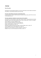 Demographic and psychological predictors of community pharmacists' cancer-related conversations with patients: a cross-sectional analysis and survey study
