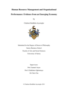 Human Resource Management and Organisational Performance: Evidence from an Emerging Economy