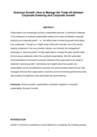 Gracious Growth: How to Manage the Trade-off between Corporate Greening and Corporate Growth