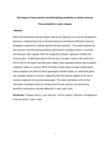 The impact of loss aversion and diminishing sensitivity on airline revenue:  Price sensitivity in cabin classes