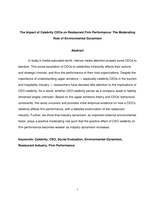 The impact of celebrity CEOs on restaurant firm performance: The moderating role of environmental dynamism