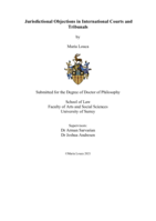 Jurisdictional Objections in International Courts and Tribunals